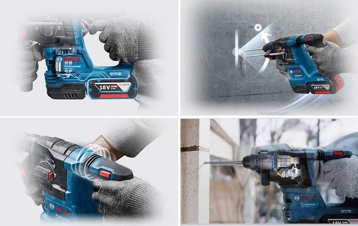 Máy khoan bê tông pin Bosch GBH 185-Li khoan bền bỉ nhờ tính năng hiện đại Máy khoan bê tông pin Bosch GBH 185-Li khoan bền bỉ nhờ tính năng hiện đại