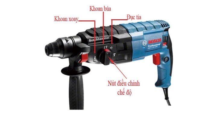 Nút chọn chức năng khoan trên Bosch GBH 2-24 DRE Nút chọn chức năng khoan trên Bosch GBH 2-24 DRE