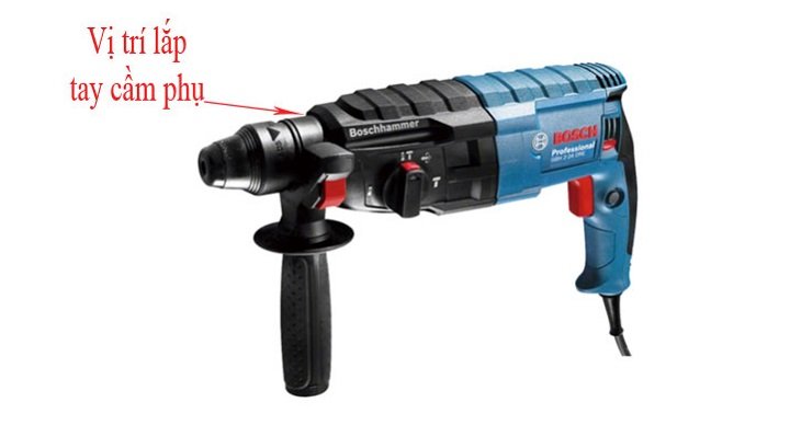 Máy khoan bê tông Bosch GBH 2 - 24 DRE cách lắp tay cầm phụ Máy khoan bê tông Bosch GBH 2 - 24 DRE cách lắp tay cầm phụ