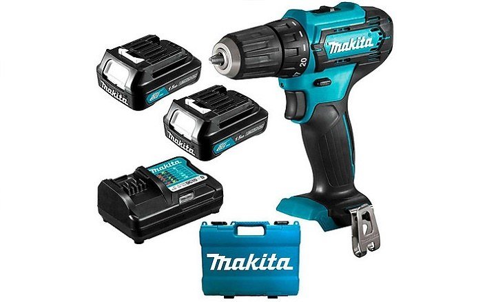 Bộ sản phẩm máy khoan búa vặn vít dùng pin Makita HP333DSYE Bộ sản phẩm máy khoan búa vặn vít dùng pin Makita HP333DSYE