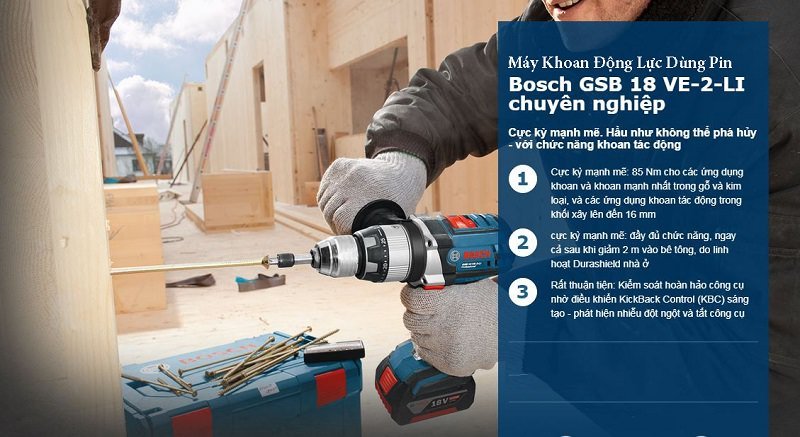 Máy khoan động lực dùng pin Bosch GSB 18 VE-2 LI