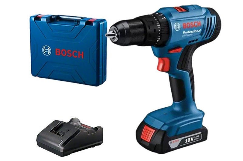 Bộ sản phẩm máy khoan pin Bosch GSB 183-Li đi kèm 1 pin Bộ sản phẩm máy khoan pin Bosch GSB 183-Li đi kèm 1 pin