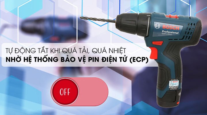 Bosch GSR 120-li gen ii có hệ thống bảo vệ pin điện tử cao cấp Bosch GSR 120-li gen ii có hệ thống bảo vệ pin điện tử cao cấp
