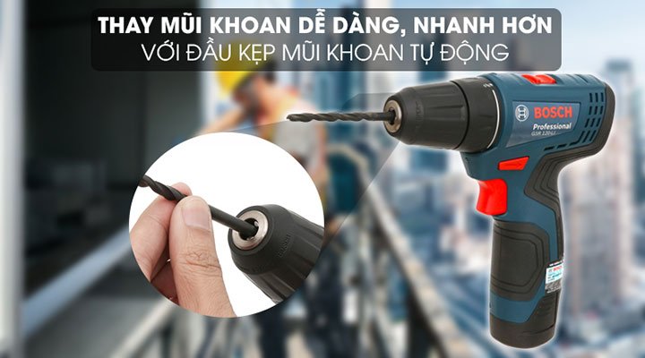 Đầu kẹp mũi khoan GSB 120li Gen 2 tự động, tránh tình trạng kẹt mũi khoan Đầu kẹp mũi khoan GSB 120li Gen 2 tự động, tránh tình trạng kẹt mũi khoan