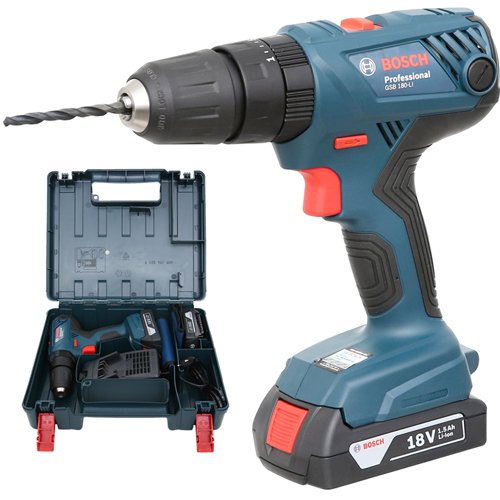 Máy khoan vặn vít dùng Pin Bosch GSB 180-LI kèm phụ kiện