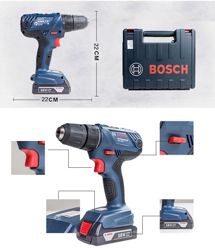 Máy khoan vặn vít dùng pin không chổi than Bosch GSR 185-LI mang thiết kế nhỏ gọn