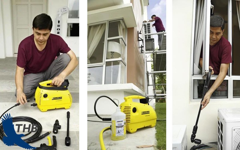 Karcher K 2.420 đi kèm với báng súng ngắn để xịt rửa điều hòa Karcher K 2.420 đi kèm với báng súng ngắn để xịt rửa điều hòa