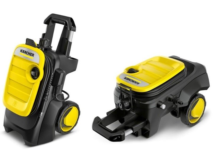 Thiết kế máy phun xịt rửa Karcher K 5 Compact bền chắc, có tay kéo và bánh xe Thiết kế máy phun xịt rửa Karcher K 5 Compact bền chắc, có tay kéo và bánh xe