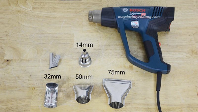 Súng thổi hơi nóng Bosch GHG 20-63 đi kèm với 5 đầu khò