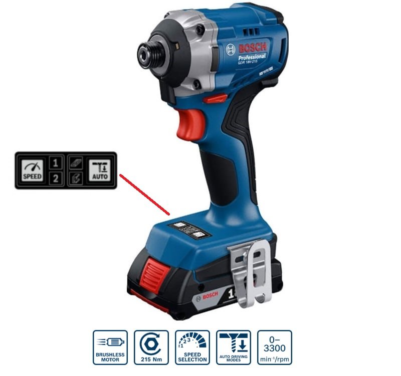 Máy vặn vít pin Bosch GDR 18V-215 dùng động cơ không than, pin 18V Máy vặn vít pin Bosch GDR 18V-215 dùng động cơ không than, pin 18V