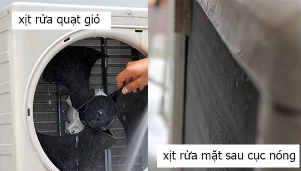 Vị trí cục nóng có thể xịt rửa được Vị trí cục nóng có thể xịt rửa được