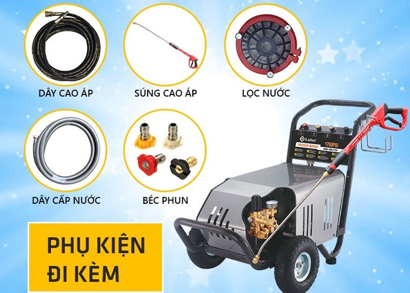 Phụ kiện đi kèm của máy rửa xe Phụ kiện đi kèm của máy rửa xe