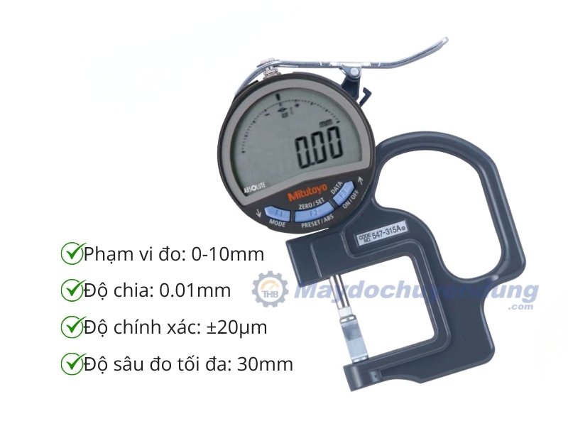 Mitutoyo 547-315A cho phép đo lường chính xác trong dải đo 0-10mm