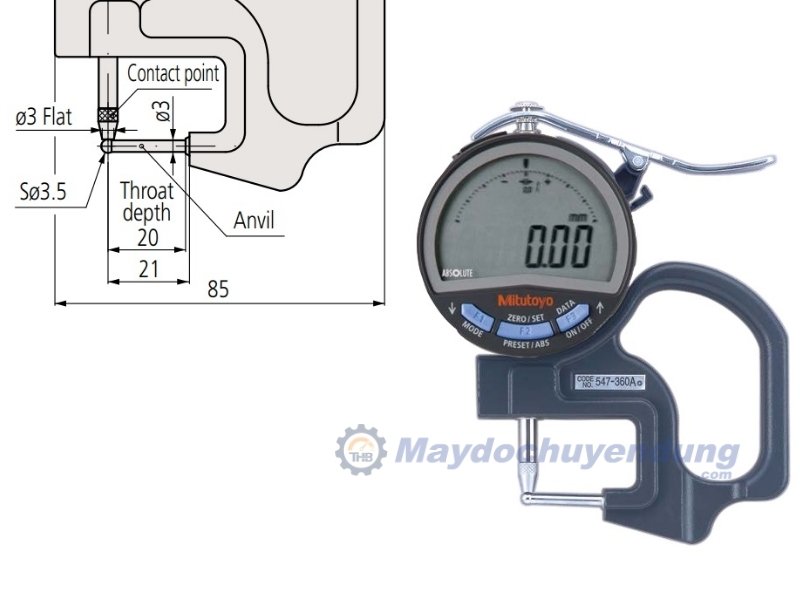 Mitutoyo 547-360A sở hữu thiết kế gọn nhẹ, chắc chắn 