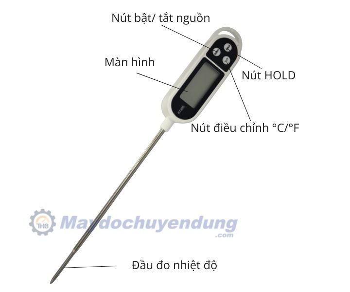 Que đo nhiệt độ KT300 có khả năng đo được nhiệt độ của nước, sữa, thức ăn, thực phẩm Thiết kế nhỏ gọn, tiện lợi của que đo nhiệt độ KT300