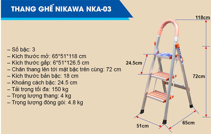 Thông tin chi tiết về thang nhôm NIkawa Thông tin chi tiết về thang nhôm NIkawa