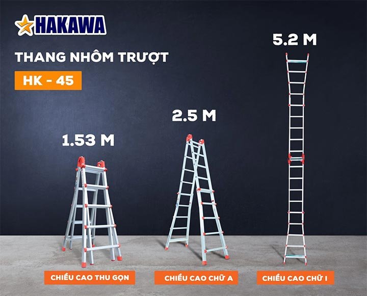 Thang nhôm trượt gấp đa năng Thang nhôm trượt gấp đa năng