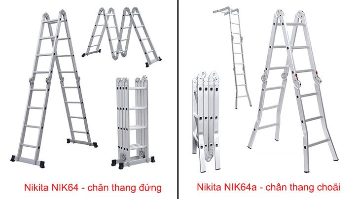 Hình ảnh minh họa về kiểu dáng thang nhôm gấp Nikita NIK64a (chỉ khác về số bậc) Hình ảnh minh họa về kiểu dáng thang nhôm gấp Nikita NIK64 (chỉ khác về số bậc)