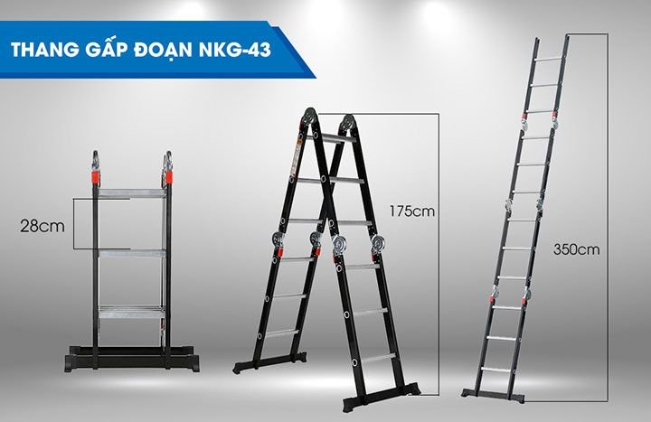 Chiều cao của các kiểu thang gấp đoạn Chiều cao của các kiểu thang gấp đoạn