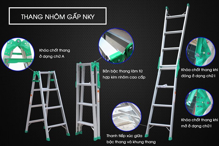 Chi tiết nổi bật trên thang nhôm Chi tiết nổi bật trên thang nhôm