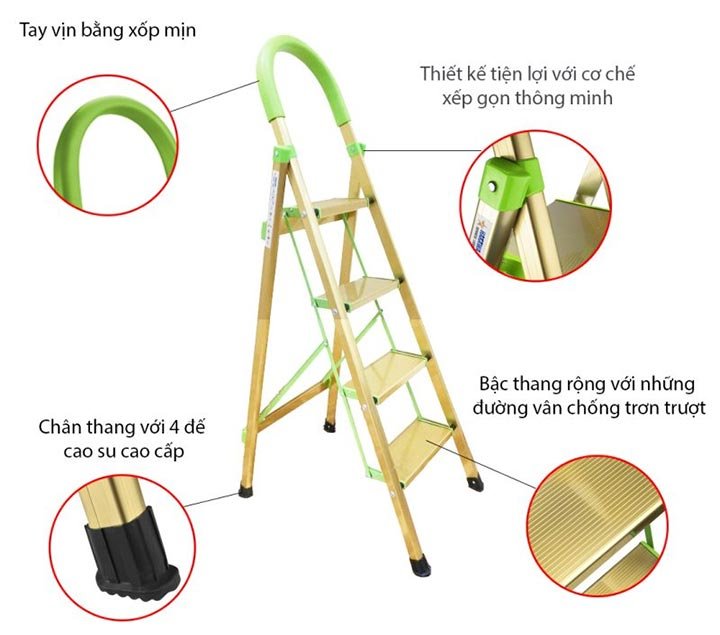 Đặc điểm trên thang nhôm ghế Hakawa HK-004 Đặc điểm trên thang nhôm ghế Hakawa HK-004