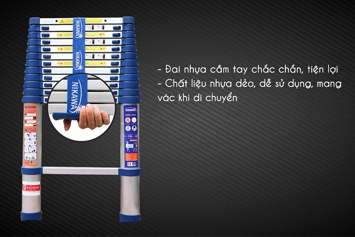 Thang nhôm chắc chắn, nhỏ gọn dễ dàng khi di chuyển