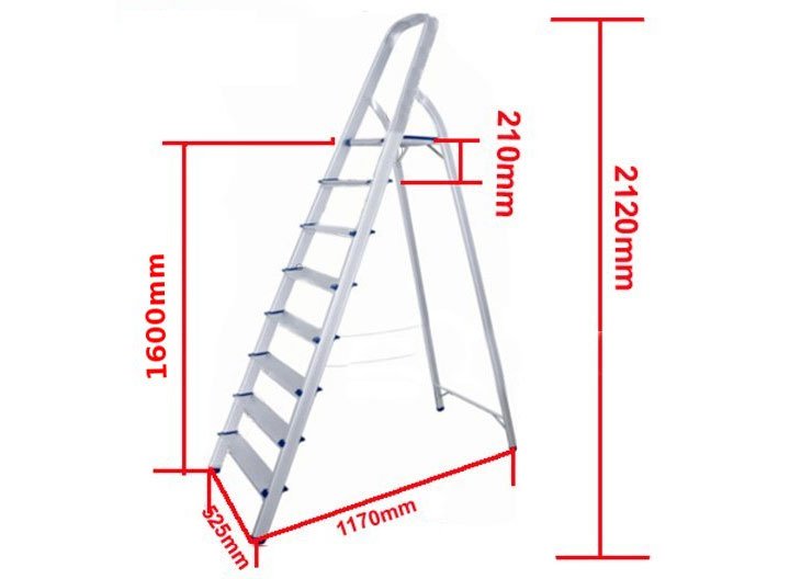 Hình ảnh thang nhôm tay vịn 8 bậc Nikita AL08