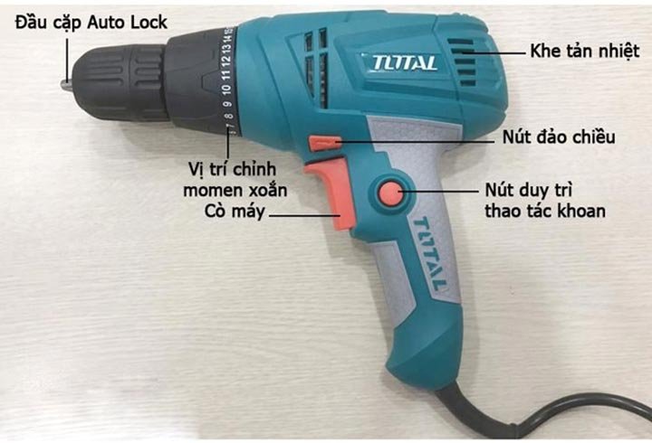 Cấu tạo của máy khoan bắt vít Total TD502106 Cấu tạo của máy khoan bắt vít Total TD502106